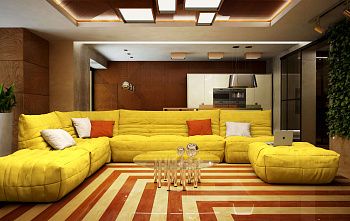 Диван ДеФранс угловой четырехмодульный +2 пуфа