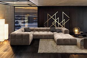 Большой угловой бескаркасный диван Квадро для гостиной