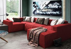 Яркий красный бескаркасный диван Фри на заказ 