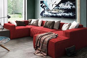 Яркий красный бескаркасный диван Фри на заказ 