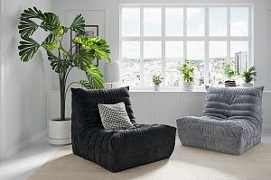 Кресла ДеФранс для загородного дома, серое и черное бескаркасные кресла на заказ с доставкой по России