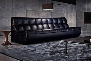 Бескаркасный черный диван ДеИтали из экокожи, стильный дизайн, по вашему размеру, российское производство, цена производителя