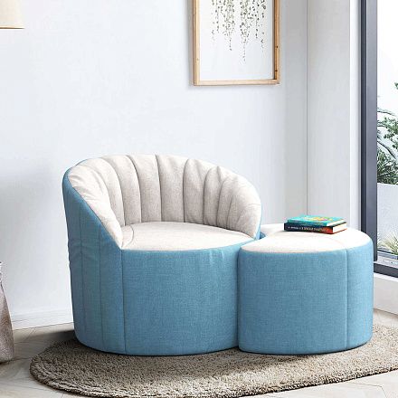 Комплект мягкого кресла Шелл и пуфом Луна