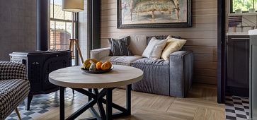 Серый диван в интерьере-21, Компактный диван Фри для дачи