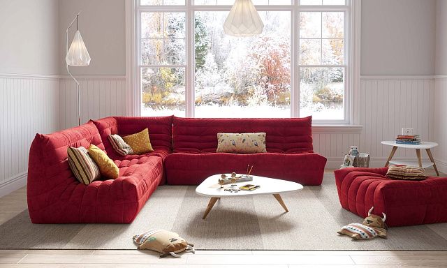 Комплект диванов ДеФранс для гостиной красный 