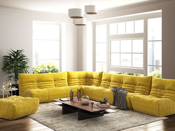 Диван ДеФранс угловой четырехмодульный +пуф - 1