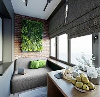 Лежак Док серого цвета на уютной лоджии