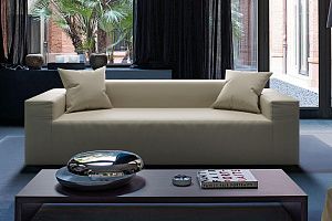 Мягкий бескаркасный диван Драм из экокожи 