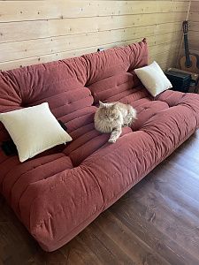 Поролоновый бескаркасный диван: отзыв о упругости и поддержке с фото. 5/5