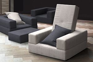 Стильный диван трансформер, кресло матрас Кубис из велюра