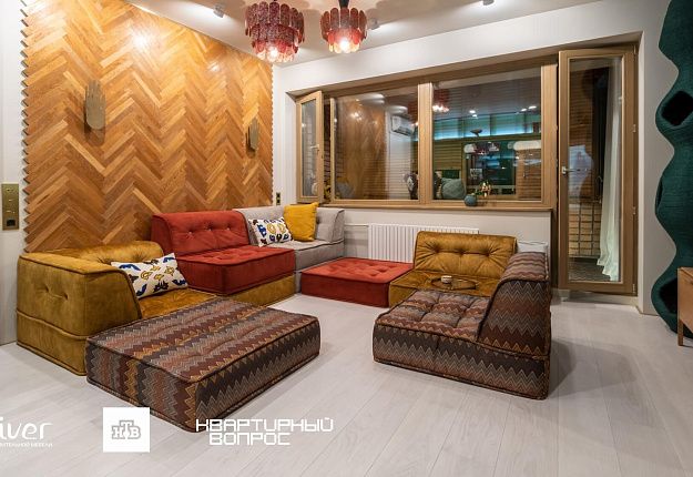 Квартирный вопрос, Маджонг в гостиной , Диваны Gliver, Комплект разноцветных дизайнерских бескаркасных диванов Гоа от Gliver 