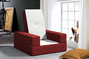 Кресло-трансформер Кубис из рогожки, цвет комбо, красный и белый 