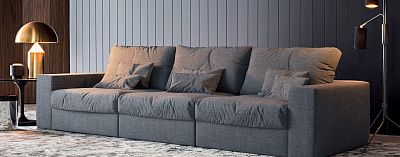 Модные диваны 2025 года-6, серый трехместный диван Элизиум