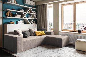 Легкий бескаркасный диван Драм с пуфом в детской, модульный диван на заказ