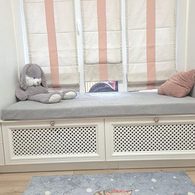 Серый матрасик на подоконник к детскую комнату, мягкий матрас для игровой зоны. Отзыв о качестве от клиента, рейтинг 5 звезд. 