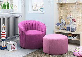 Яркое бескаркасное кресло Шелл с пуфом 