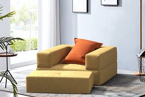 Кресла антивандальные, кресло-трансформер Кубис желтого цвета в гостиной