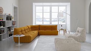 Угловой диван ДеФранс в гостиную, бескаркасная модель от дизайнера