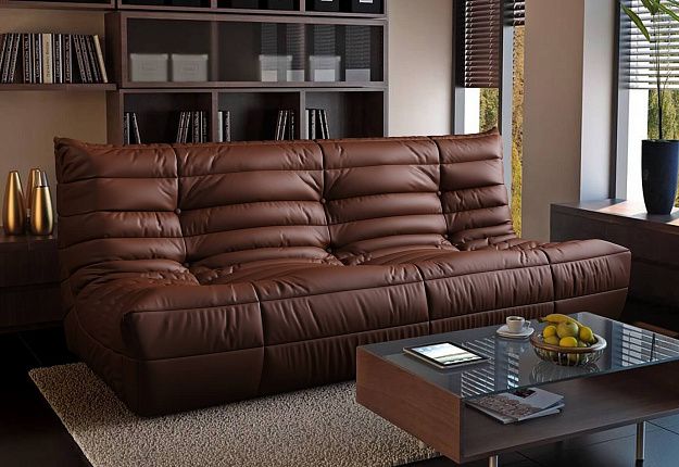 Трехместный диван ДеФранс из экокожи в гостиной от Gliver 