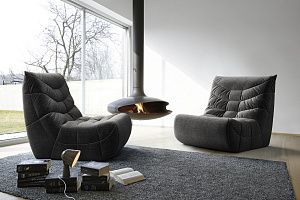 Серое бескаркасное кресло Смайл для офиса