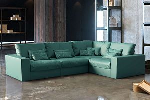 Диван Элизиум зеленого цвета в интерьере гостиной