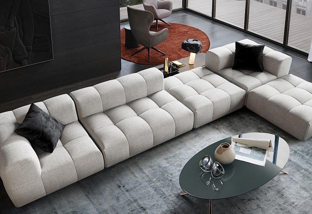 Нераскладной диван Квадро для гостиной , белый бескаркасный диван с модульной системой