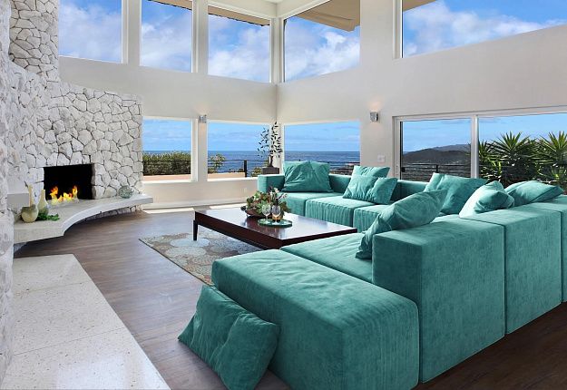 Бирюзовый бескаркасный модульный диван Драм от Gliver