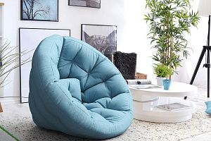 Бескаркасное кресло Оустер из рогожки, мягкое набивное кресло-футон, трансформируется в матрас