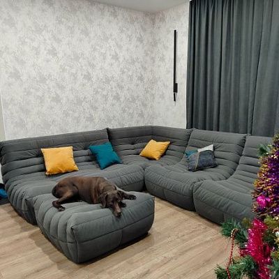 Мягкая бескаркасная мебель для отдыха всей семьей. Реальный отзыв с фотографией и рейтингом 5/5.