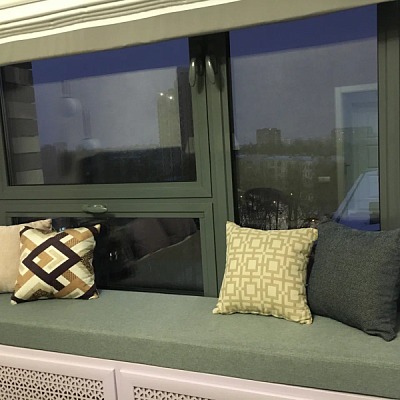 Зеленый мягкий матрасик на подоконник для отдыха и релакса. Размер и форма на заказ от фабрики Гливер. Отзыв клиента на 5 звезд.