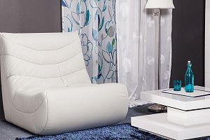 Мягкое белое бескаркасное кресло Смайл 