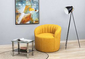 Бескаркасное желтое кресло Шелл 