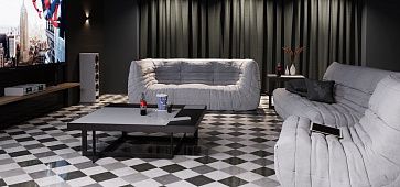 Серый диван в интерьере-13, Большой диван ДеФранс для гостиной