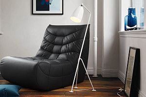 Кресло смайл из эко-кожи, черное бескаркасное кресло с оптимальной эргономикой