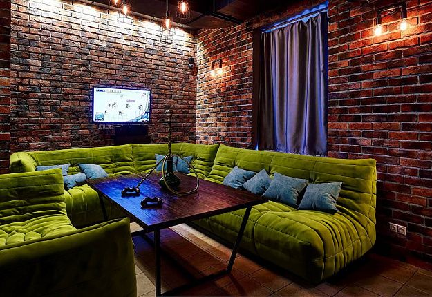 Диван ДеФранс зеленого цвета в кальянной