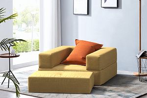 Яркий диван, желтое кресло-трансформер Кубис из велюра 