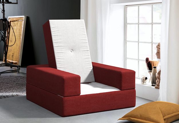Кресло трансформер красно-белое Кубис из велюра 